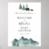 Poster L'aventure commence Bear Baby shower Welcome Poste (Devant)
