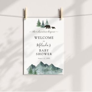 Poster L'aventure commence Bear Baby shower Welcome Poste