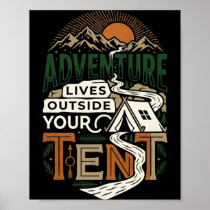 Poster L'aventure vit en dehors du camping sous tente ran