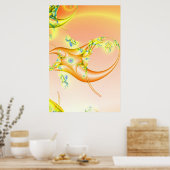 Poster Lavette | Art fractal orange et jaune (Cuisine)
