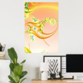 Poster Lavette | Art fractal orange et jaune (Bureau à domicile)