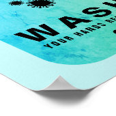 Poster Lavez vos mains régulièrement Icône de virus (Coin)