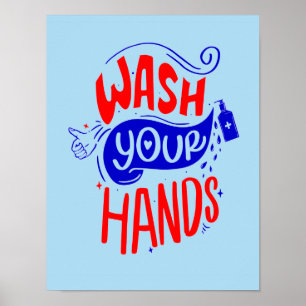 Poster Lavez-vous les mains 2020 Salle de bain signe d'hy