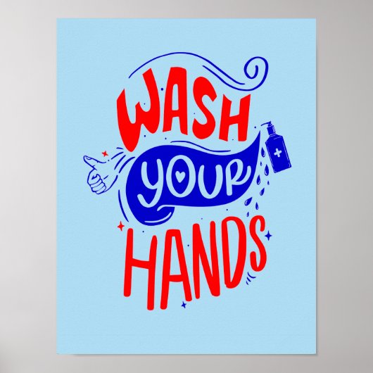 Poster Lavez-vous les mains 2020 Salle de bain signe d'hy (Devant)