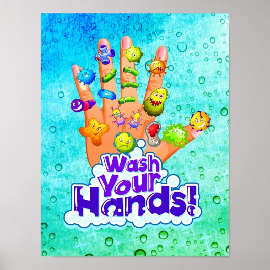 Poster Lavez-vous les mains 2020 Salle de bain signe d'hy (Devant)
