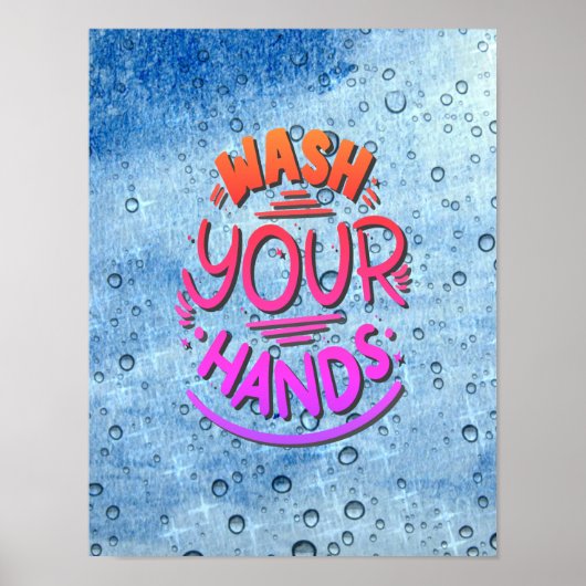 Poster Lavez-vous les mains 2020 Salle de bain signe d'hy (Devant)