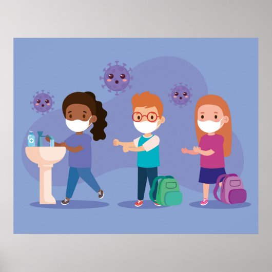 Poster Lavez-vous les mains à l'école (Devant)