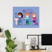 Poster Lavez-vous les mains à l'école (Bureau à domicile)