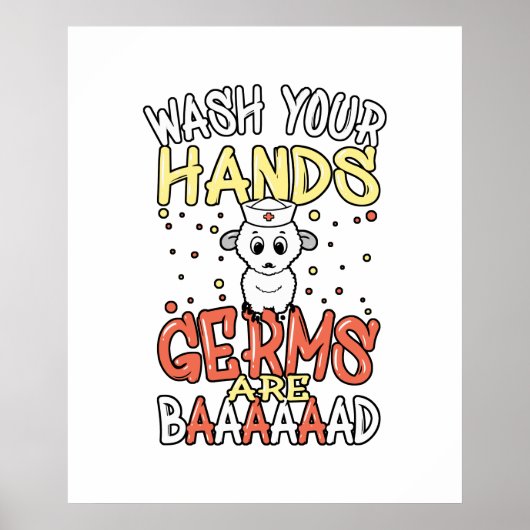 Poster Lavez-Vous Les Mains Les Germes Sont Mauvais Infir (Devant)