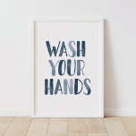 Poster Lavez-vous les mains Marine Blue Kids Salle de bai<br><div class="desc">Un doux rappel pour vous ou vos enfants de se laver les mains ! Cet art a été conçu avec soin pour un mur de votre maison qui a besoin d'un peu d'amour.</div>