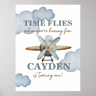 Poster L'avion Anniversaire Le Temps Passe