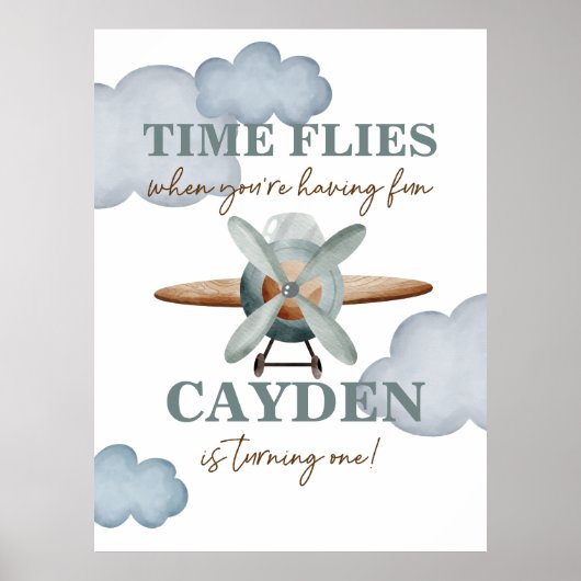 Poster L'avion Anniversaire Le Temps Passe (Devant)