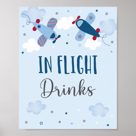 Poster L'Avion Éclate Des Nuages Dans Les Boissons De Vol (Devant)
