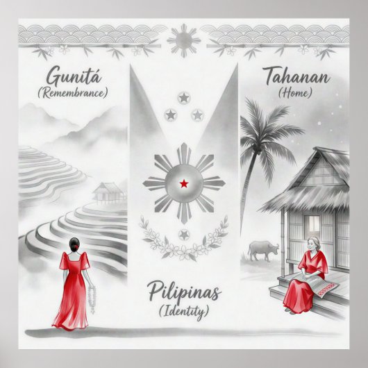 Poster Lavis à l'encre minimaliste philippin (Devant)