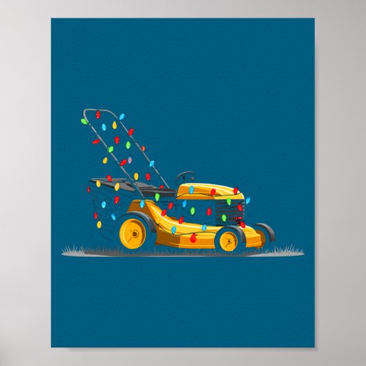 Poster Lawn Mower Christmas Graphics Lights Lover Mowing  (Devant)
