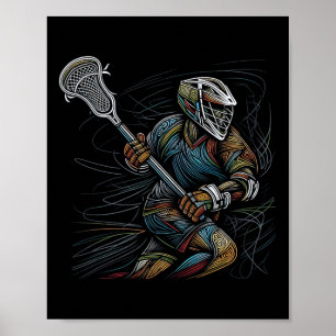 Poster Lax Lacrosse Lecteur Ligne Art Abstrait Couleur