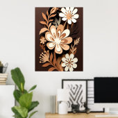 Poster Layered Floral Paper-Cut Harmony (Bureau à domicile)