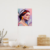 Poster Layered Grace Abstract Feminine Portrait (Cuisine)