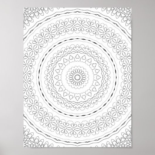 Poster Layered Heart Rings Coloring Page Pattern Design (Devant)
