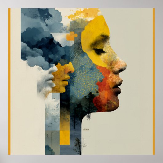 Poster Layered Profile Mosaic Mindscape Glow (Devant)