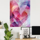 Poster Layers of Love - Abstract Pink Hearts (Bureau à domicile)