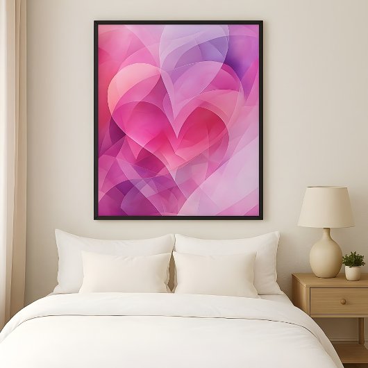 Poster Layers of Love - Abstract Pink Hearts
