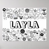 Poster 'LAYLA' Color-it-Yourself Outline Design (Devant)