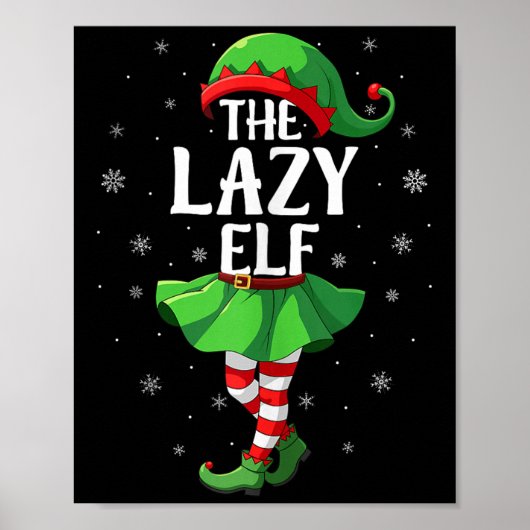 Poster Lazy Elf Christmas Girls Women Elf Squad Xmas Fami (Devant)