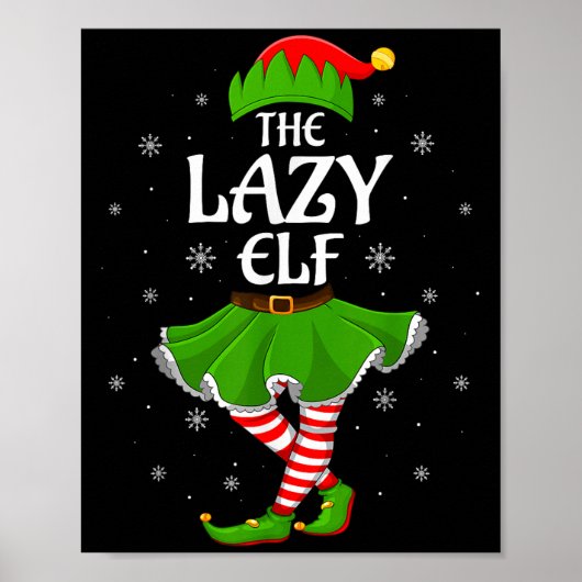 Poster Lazy Elf Noël Famille Filles Femmes Elf Squad Xm (Devant)