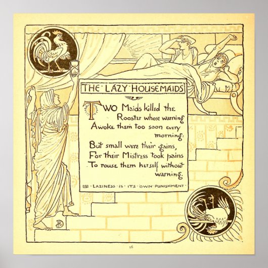 Poster Lazy Housemaids Walter Crane Small (Devant)