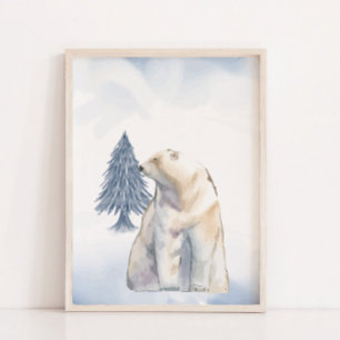 Poster Lazy Winter Polar Bear Arctic Nursery Décor mural