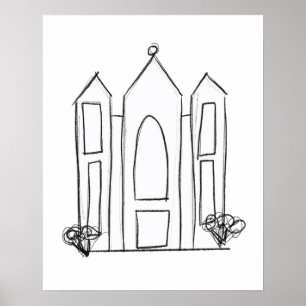 Poster LDS Salt Lake City Temple simple modern mormon