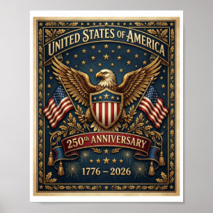 Poster Le 250e anniversaire d'Amérique Version 1
