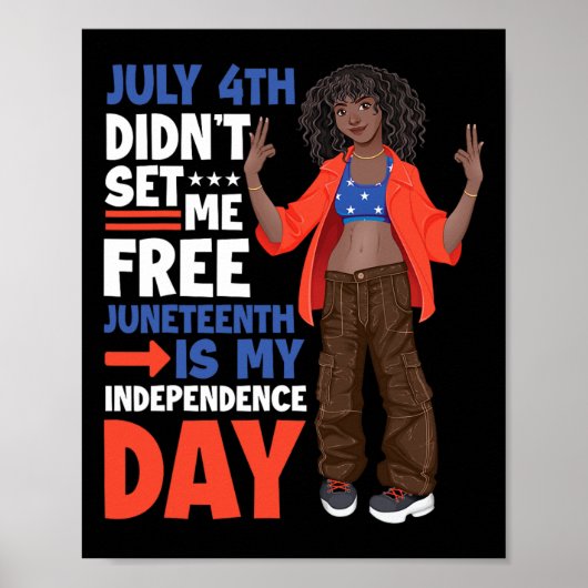 Poster Le 4 juillet ne m'a pas libéré Juneteenth est mon (Devant)