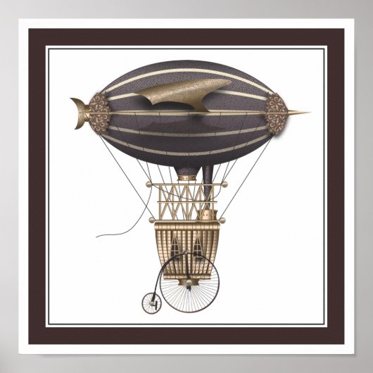 Poster Le Airship Penny Farthing Imaginaire (Devant)