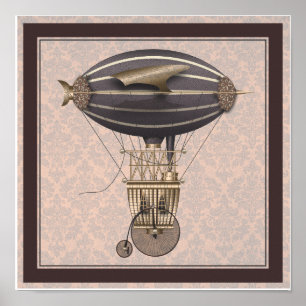 Poster Le Airship Penny Farthing Imaginaire