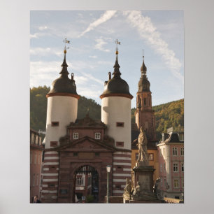Poster Le Alte Brucke dans la vieille ville, Heidelberg,