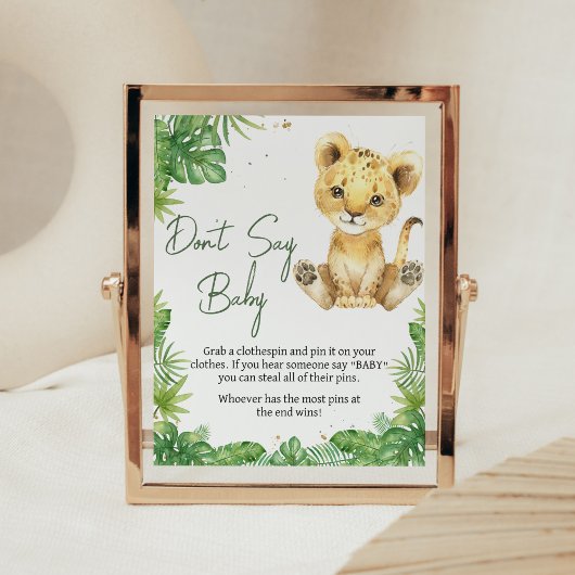Poster Le Baby shower de lion rugissant ne dit pas bébé