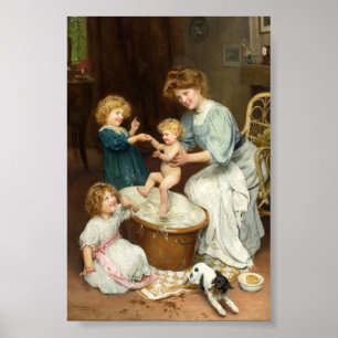 Poster Le bain de bébé Arthur John Elsley