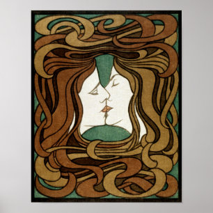 Poster Le Baiser (1898) par Peter Behrens