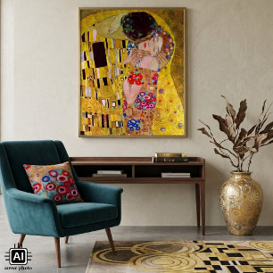 Poster Le baiser de Gustav Klimt, Art Nouveau Vintage