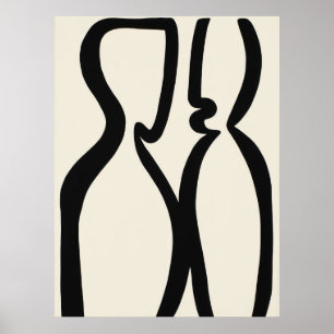 Poster Le Baiser – L'art en ligne moderne noir et blanc