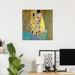 Poster Le Baiser par Gustav Klimt, Art Nouveau Vintage