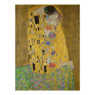 Poster Le Baiser, Peinture à l'huile Art Nouveau, Gustav 