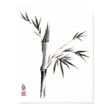 Le bambou dans le calme, art au pinceau chinois