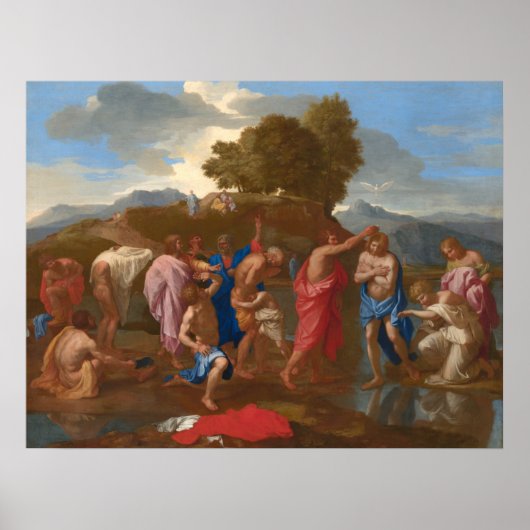 Poster Le baptême du Christ - Nicolas Poussin Art (Devant)