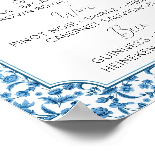 Poster Le Bar Mariage Chintz Blue & White Floral Ditsy (Coin)