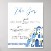 Poster Le Bar Mariage Santorin Grèce Bleu Blanc (Devant)