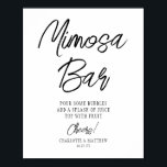 Poster Le Bar Mimosa Accueille Un Script Noir Et Écrit À<br><div class="desc">Mimosa Bar Cheers Modern manuscrit Gold Script Mariage Event Tabletop Signs présente le texte "Mimosa Bar" dans élégante typographie de script de calligraphie or moderne. Parfait pour les mariages,  la douche nuptiale,  la fête d'anniversaire,  les célébrations d'anniversaire et plus encore. Conçu par Evco Studio www.zazzle.com/store/evcostudio</div>