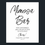 Poster Le Bar Mimosa Accueille Un Script Noir Et Écrit À<br><div class="desc">Mimosa Bar Cheers Modern manuscrit Gold Script Mariage Event Tabletop Signs présente le texte "Mimosa Bar" dans élégante typographie de script de calligraphie or moderne. Parfait pour les mariages,  la douche nuptiale,  la fête d'anniversaire,  les célébrations d'anniversaire et plus encore. Conçu par Evco Studio www.zazzle.com/store/evcostudio</div>